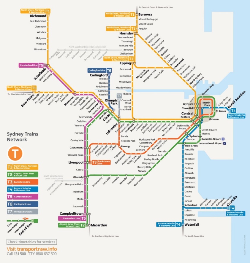 Road and Transport Engineering - Figure 1 Sydney Train Network Map