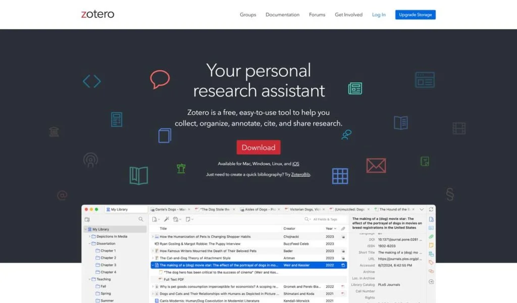 Zotero referencing tool